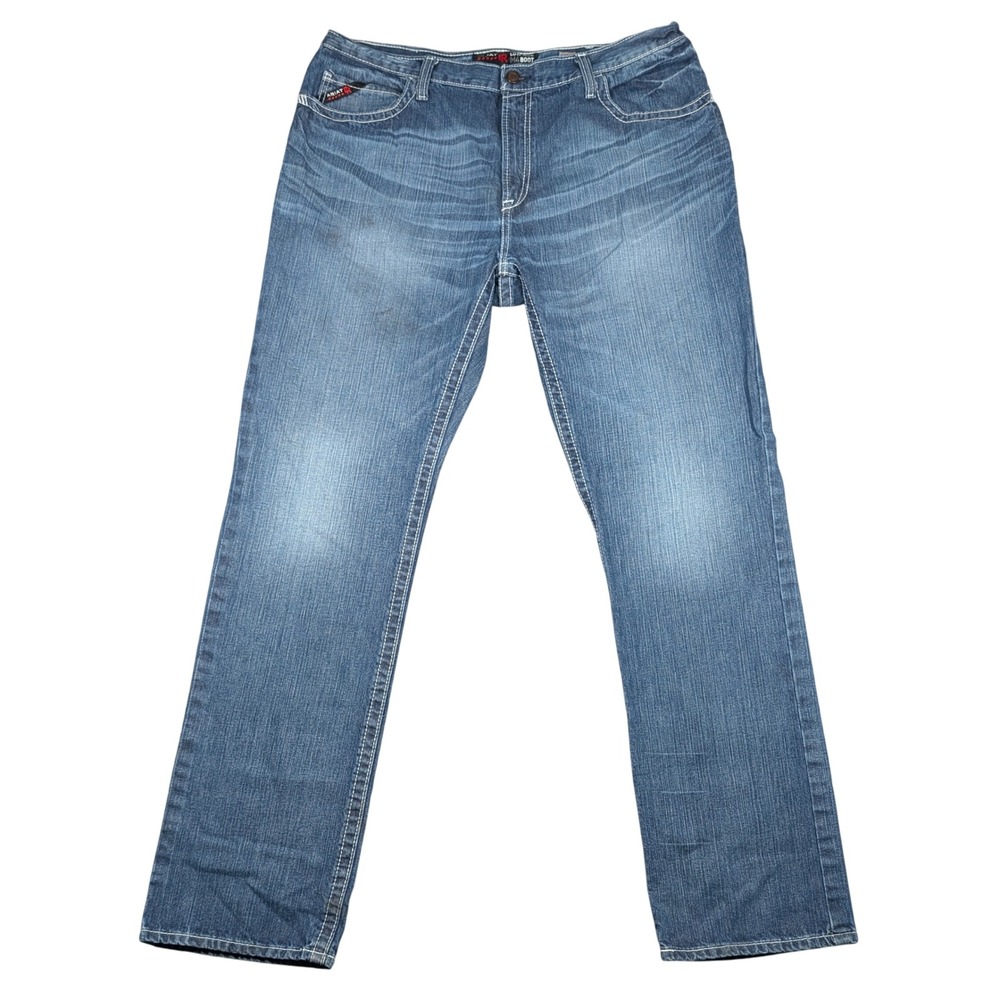 Ariat FR M4 Boot Cut Jeans Mens 42x38 Blue Low Rise Flame Resistant Workwear